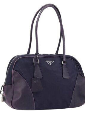 PRADA Boston Bag Nylon Purple Silver